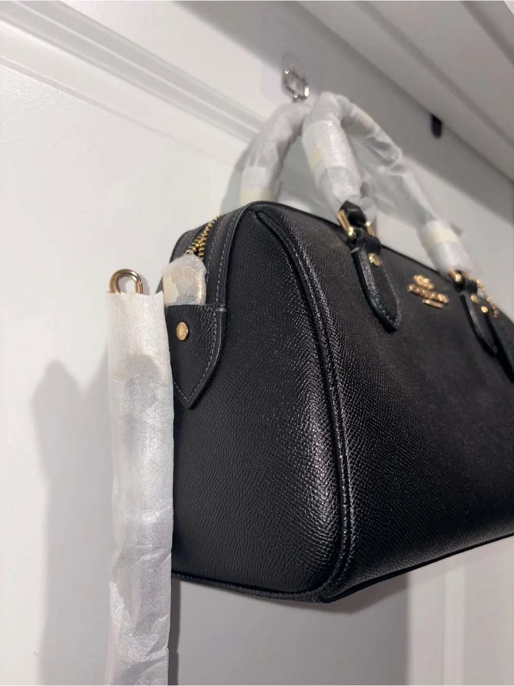 COACH Black Leather Rowan Satchel Bag